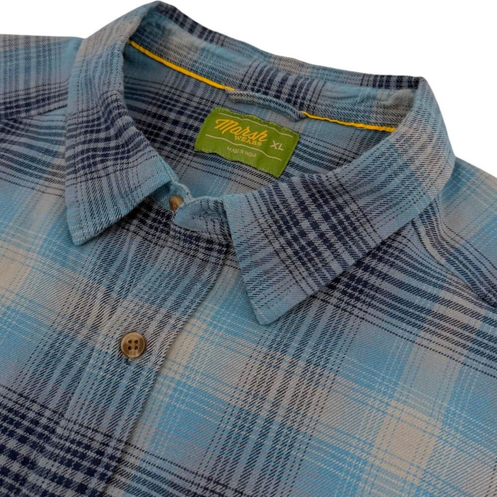 Marsh Wear Men's Westerly Flannel Plaid Button Up Shirt Bluefin XL